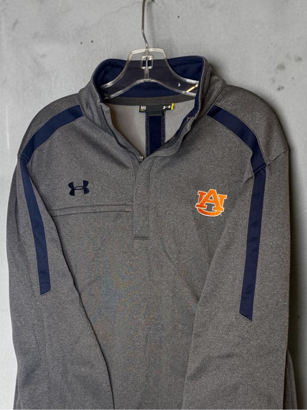 Under Armour Gray Pullover Quarter Zip Embroidered Auburn Logo Large